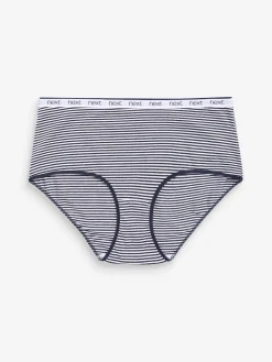 Next Pink/Blue Stripe Midi Cotton Logo Knickers 4 Pack Clearance