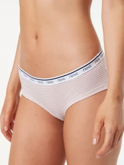 Next Short Cotton Logo Knickers 4 Pack Pink/Blue Stripe Discount