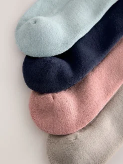 Next Cushion Sole Trainer Socks 4 Pack Pink/Blue/Neutral New