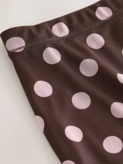 Next Mesh Midi Pencil Skirt Pink/Brown Polka Dot Hot
