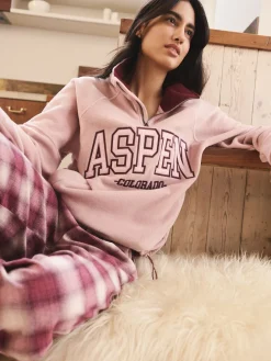 Next Half Zip Graphic Fleece Pink/Burgundy Red Discount