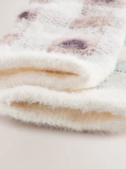 Next Pink/Green Heart Gingham Superhairy Cosy Socks 2 Pack Hot