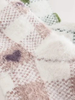 Next Pink/Green Heart Gingham Superhairy Cosy Socks 2 Pack Hot