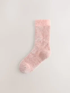 Next Velvet Cosy Socks 2 Pack Pink/Grey Sparkle Sale