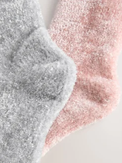 Next Velvet Cosy Socks 2 Pack Pink/Grey Sparkle Sale