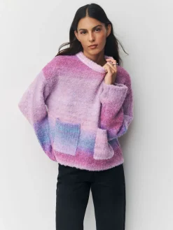 Next Boucle Crew Neck Jumper With Wool Pink/Purple Spacedye Outlet