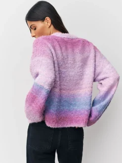 Next Boucle Crew Neck Jumper With Wool Pink/Purple Spacedye Outlet
