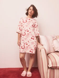 Next Nightie Pink/Red Heart Outlet