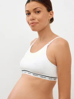 Next Maternity Nursing Crop Ultimate Comfort Tops 2 Pack Pink/White Hot