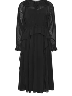 PixieGirl Petite Frill Tie Waist Dress Black Sale