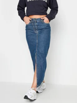 PixieGirl Petite Blue 100% Cotton Maxi Skirt Clearance