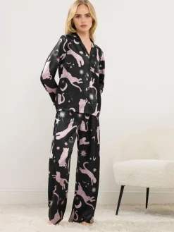 PixieGirl Petite Satin Pyjamas Set Blue