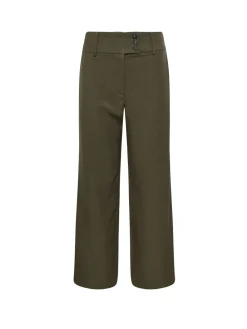 PixieGirl Petite Green 3 Button Tab Wide Leg Trousers
