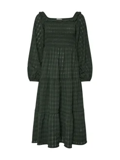PixieGirl Petite Green Crinkle Check Long Sleeve Dress Clearance