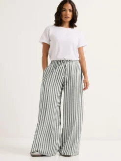 PixieGirl Petite Grey Stripe Wide Leg Trousers Sale
