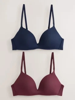 Next A-E Push Up Padded Non Wired Smoothing Bras 2 Pack Plum Purple/Navy Discount