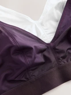 Next Bralette DD+ Ultimate Comfort Non Wire Bralettes 2 Pack Plum Purple/White New