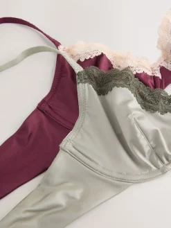 Next Non Pad Plunge High Shine Bra Plum/Green Sale