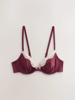 Next Non Pad Plunge High Shine Bra Plum/Green Sale