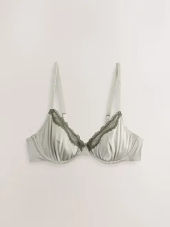 Next Non Pad Plunge High Shine Bra Plum/Green Sale
