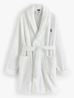 Polo Ralph Lauren White Short Printed Back Bear Robe Clearance