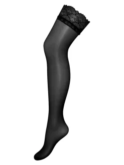 Pour Moi Black 15 Denier Seam Back Lace Top Hold-Up Tights