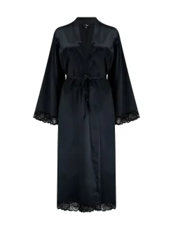 Pour Moi Black Dusk Satin Kimono Sleeve Midi Gown Outlet