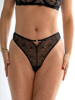 Pour Moi Black Ember Embroidered Thong Hot