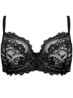 Pour Moi Non-Padded India Eyelash Lace Bra Black Clearance