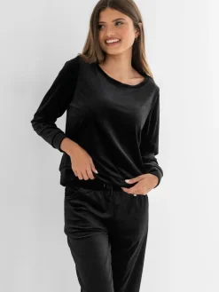Pour Moi Velour Lounge Pyjamas Set Black Outlet