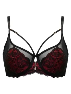 Pour Moi Non Padded Desire Lightly Underwired Bra Black/Red Hot