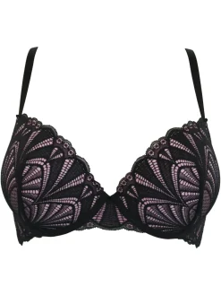 Pour Moi Black/Rose Push Up New Romance Bra Hot