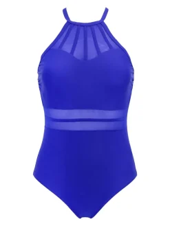 Pour Moi Beach Bound High Neck Swimsuit Blue Hot