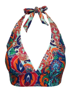 Pour Moi Halterneck Venice Beach Bikini Top Blue New