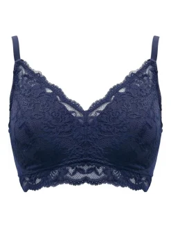 Pour Moi Love To Lounge Lace and Modal Rib Non Wired Bra Blue Sale