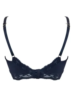 Pour Moi Love To Lounge Lace and Modal Rib Non Wired Bra Blue Sale