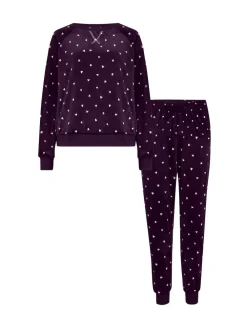 Pour Moi Cosy Fleece Sweatshirt and Jogger Pyjamas Set Burgundy Sale