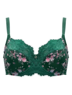 Pour Moi Non Padded Bliss Printed Mesh Side Support Bra Green Hot
