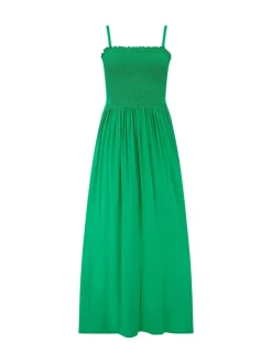Pour Moi Green Strapless Shirred Bodice Woven Maxi Beach Dress Discount