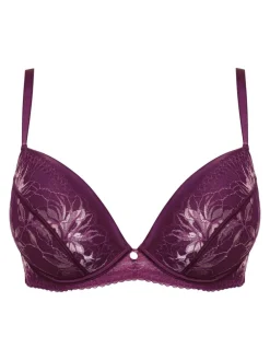 Pour Moi Magenta/Pink Padded Sonnet Two Tone Lace Bra Clearance