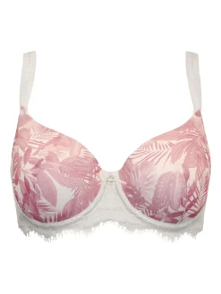 Pour Moi Padded Bliss Printed Mesh Side Support Bra Pink Outlet