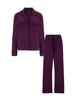 Pour Moi Jersey Button Through Cuban Collar Pyjamas Set Purple Sale