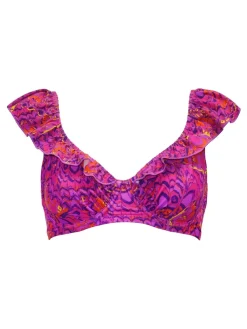 Pour Moi Non Padded Bermuda Underwired Frill Top Purple Hot