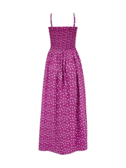Pour Moi Purple Spot Strapless Shirred Bodice Woven Maxi Beach Dress Best