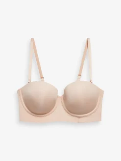 Next A-E Light Pad Smoothing Longline Low Back Strapless Bra Praline Nude Best