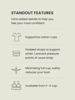 Next F-K Ultimate Support Cotton Minimiser Padded Strap Bra Praline Nude Hot