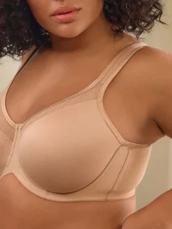 Next F-K Ultimate Support Cotton Minimiser Padded Strap Bra Praline Nude Hot