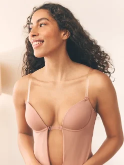 Next Multiway Strap Backless Plunge Body Praline Nude Clearance