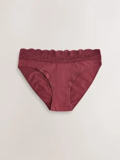 Next High Leg Cotton and Lace Knickers 7 Pack Printed Spot Sale