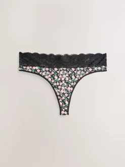 Next Thong Cotton and Lace Knickers 7 Pack Printed Spot Online